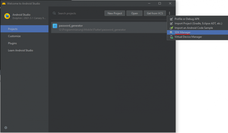 Android Studio APK manager