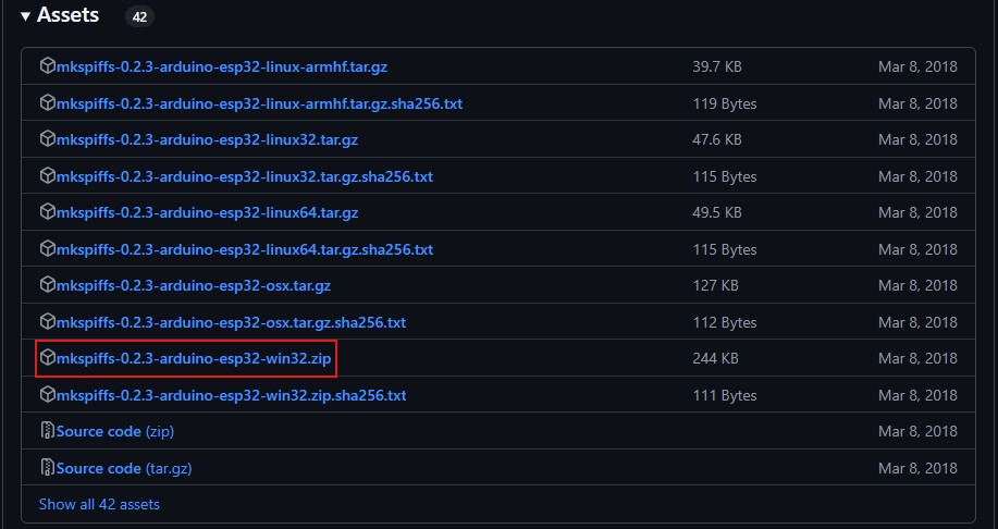 ESP32 SPIFFS download mkspiffs zip file
