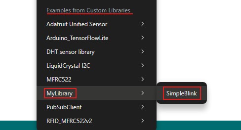 ESP32 Custom Arduino Library - Open Example Sketch 2